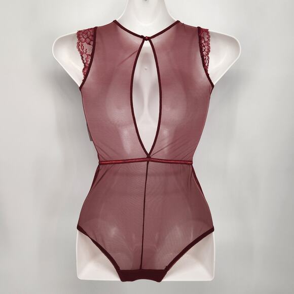 NWT Marilyn Monroe Show Me Off Negligee Stretchy Bodysuit Maroon Women's S - Picture 7 of 10